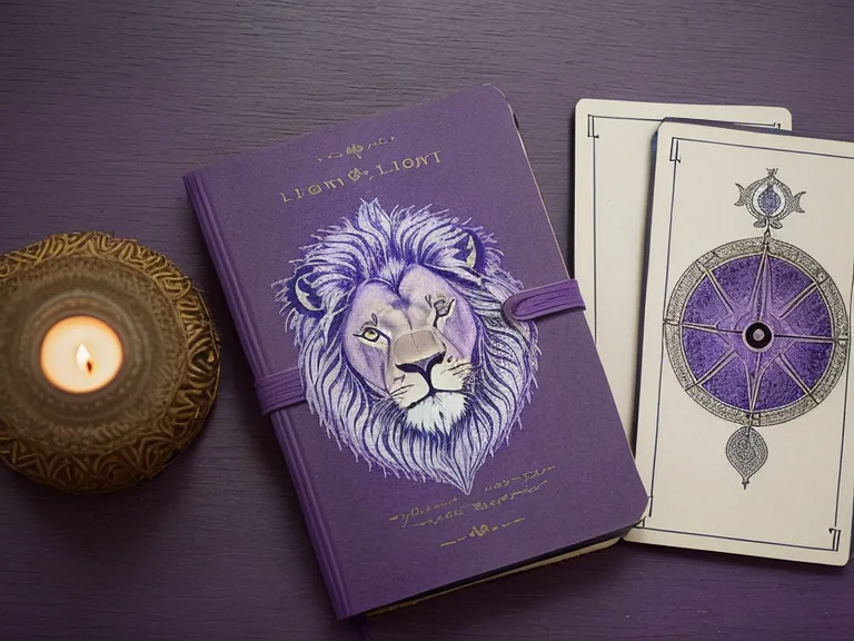 Carta de tarot La Fuerza sobre un cuaderno morado con apuntes manuscritos, parte de una espiritualidad cotidiana para calmar la mente entre reuniones