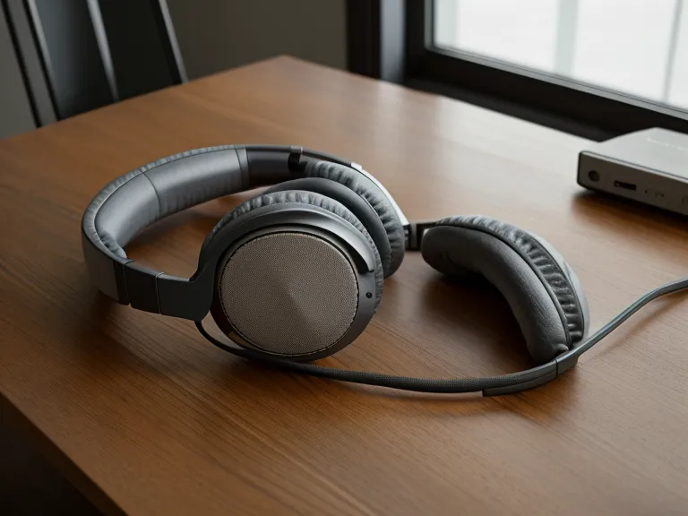Auriculares sobre la laptop cerrada, el ritual que corta el estrés laboral antes de la meditación guiada en Quito