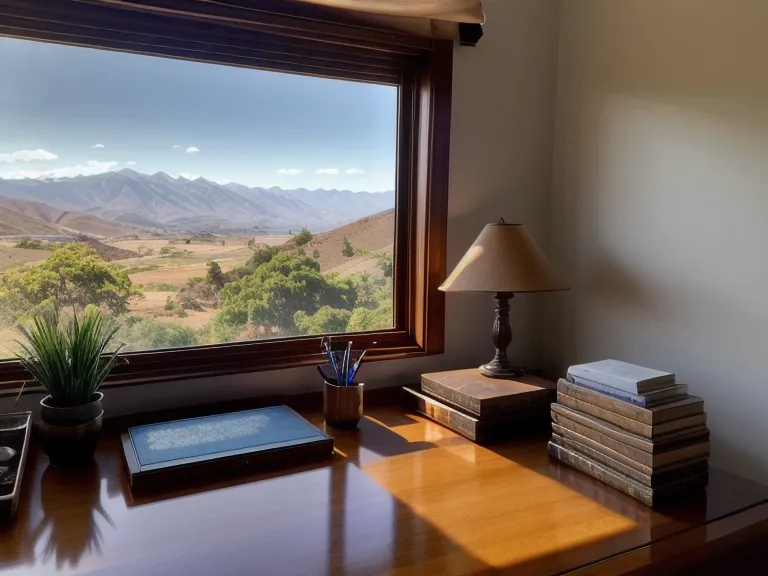 Cierre de la jornada de trabajo remoto con meditación guiada: humo de palo santo sobre un escritorio de madera frente a una ventana en Quito.